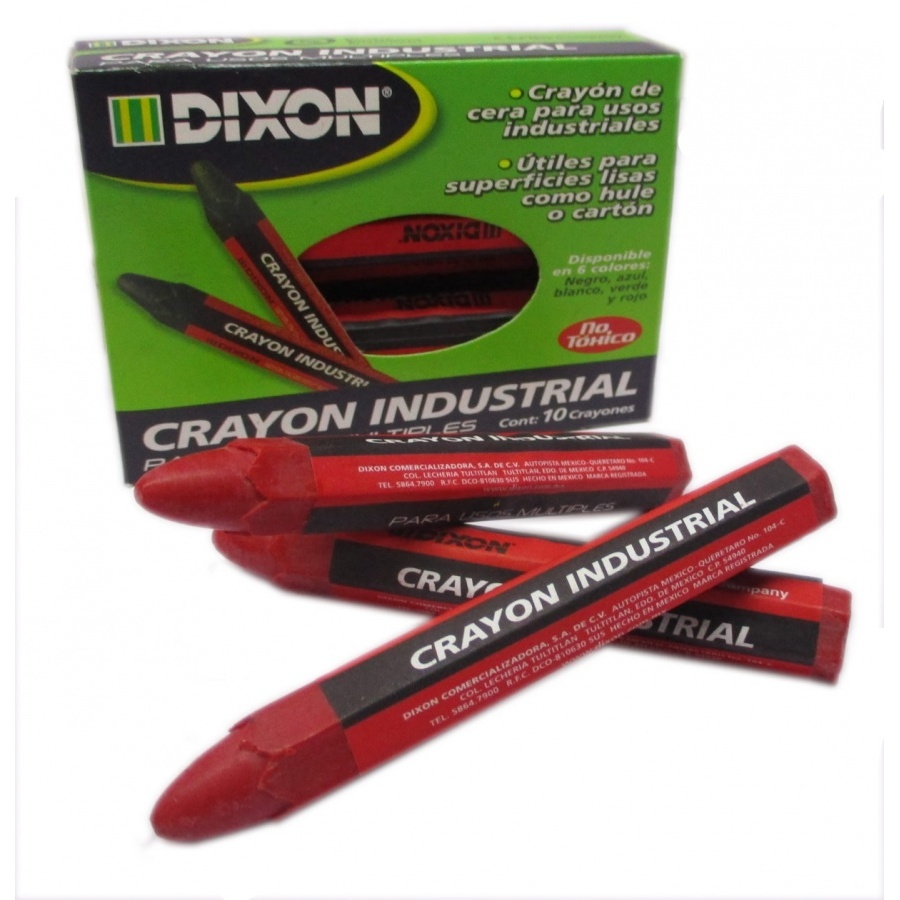 Crayón de Cera Industrial Dixon Rojo Caja con 10 Piezas 2000 - DIXON